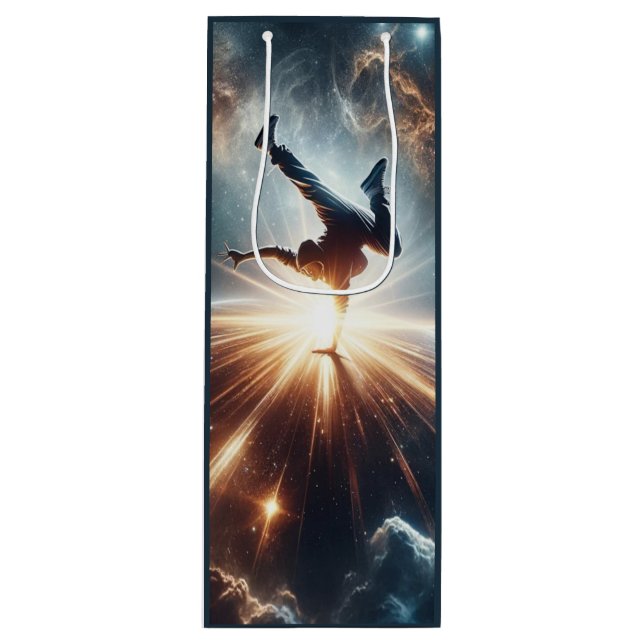 Galactic Breakdance Explosion in Deep Space Wine Gift Bag (Front)