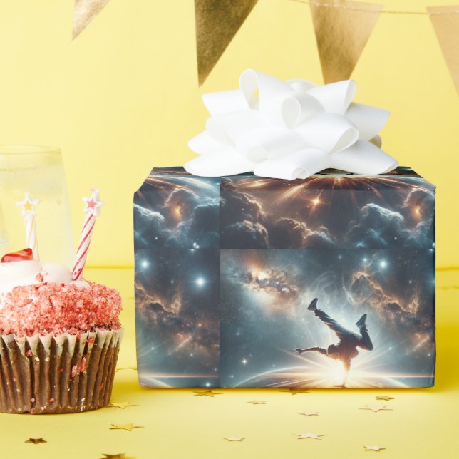 Galactic Breakdance Explosion in Deep Space Wrapping Paper (Birthday Party)
