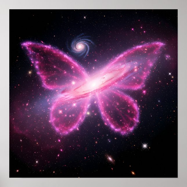 Galactic Butterfly of Light in a Cosmic Sky Poster (Front)
