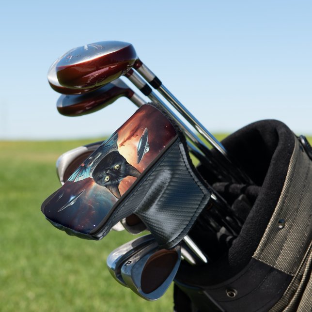 Galactic Cat Astronaut Golf Head Cover (In Situ)