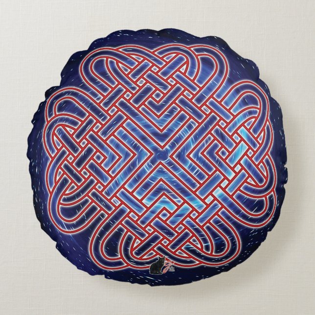 Galactic Celtic Love Knot Round Pillow (Front)