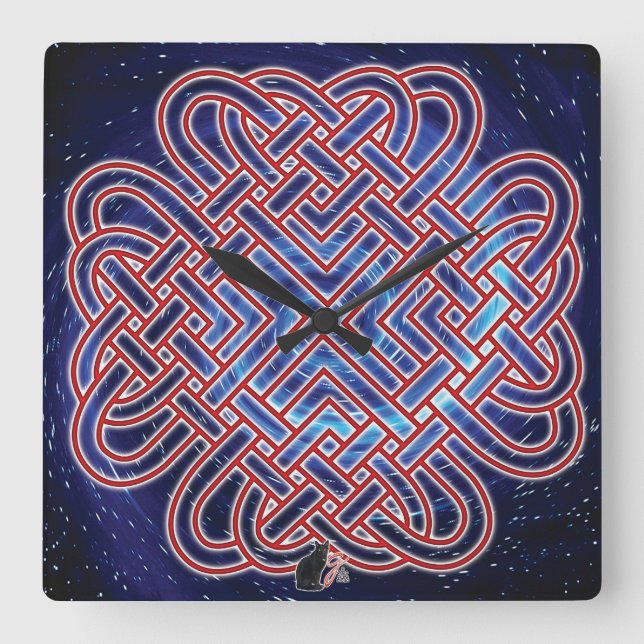 Galactic Celtic Love Knot Square Wall Clock (Front)