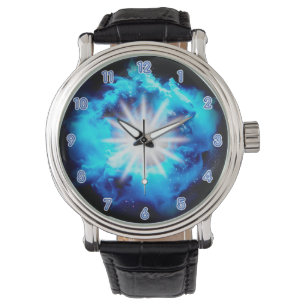 Galactic Cloud Burst Neon Glow Effect Design Watch