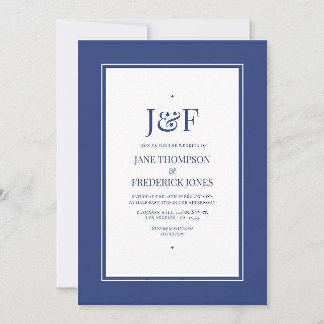 Galactic Cobalt Wedding Invitation (Front)