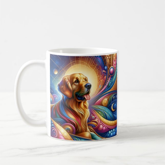 Galactic colourful dog coffee tea mug cup ceramic  (Left)