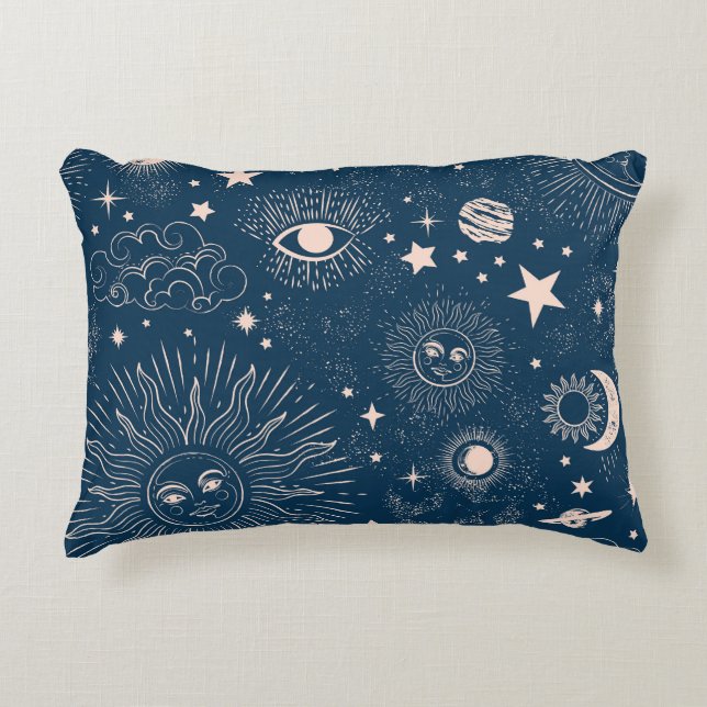 Galactic Constellations: Space Pattern Design Decorative Cushion (Front)