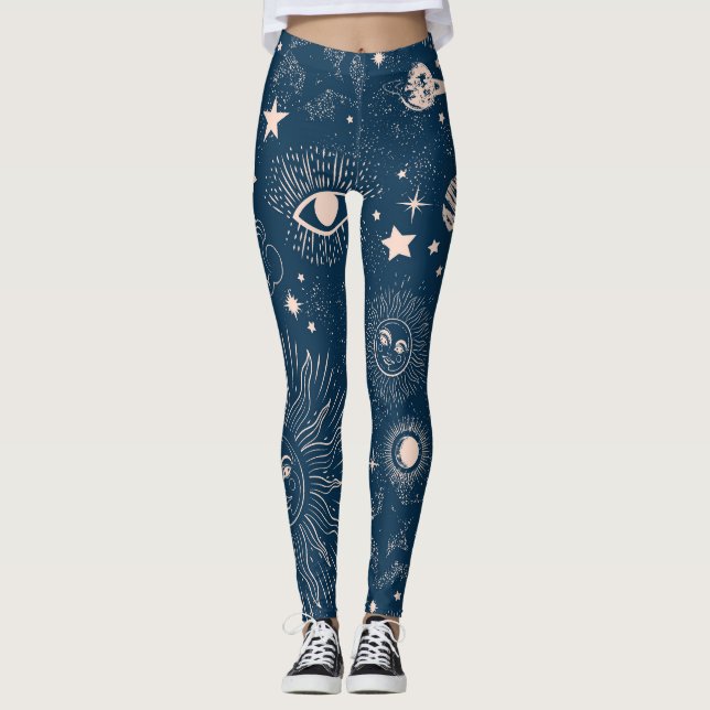 Galactic Constellations: Space Pattern Design Leggings (Front)