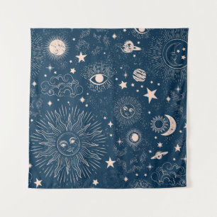 Galactic Constellations: Space Pattern Design Tapestry