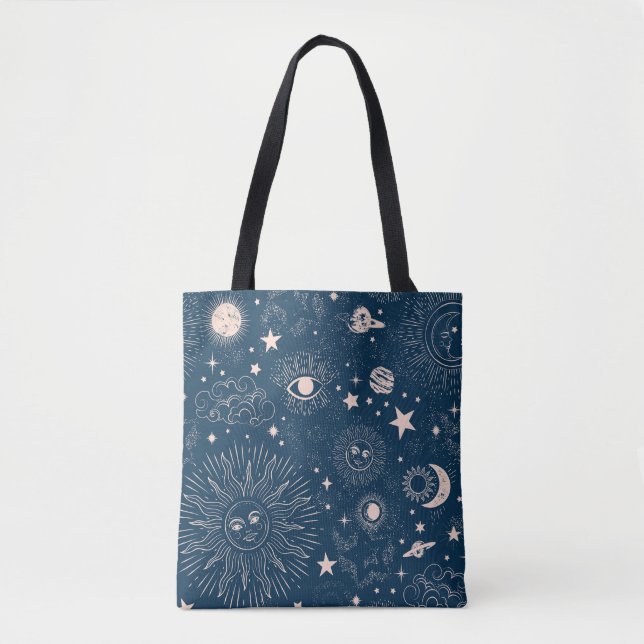 Galactic Constellations: Space Pattern Design Tote Bag (Front)