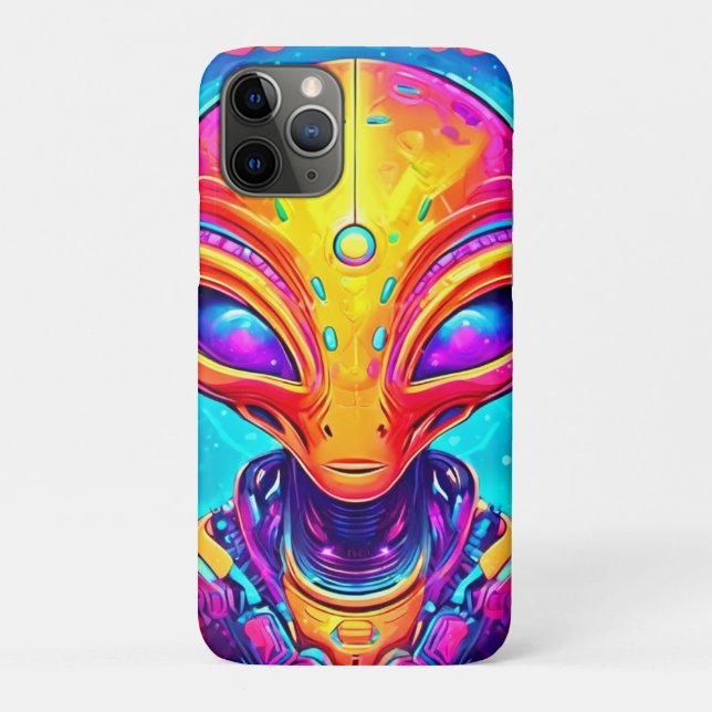 Galactic Cyborg Alien with Neon Glow Case-Mate iPhone Case (Back)