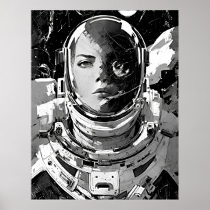 Galactic Dreamer: Astronaut Girl Poster