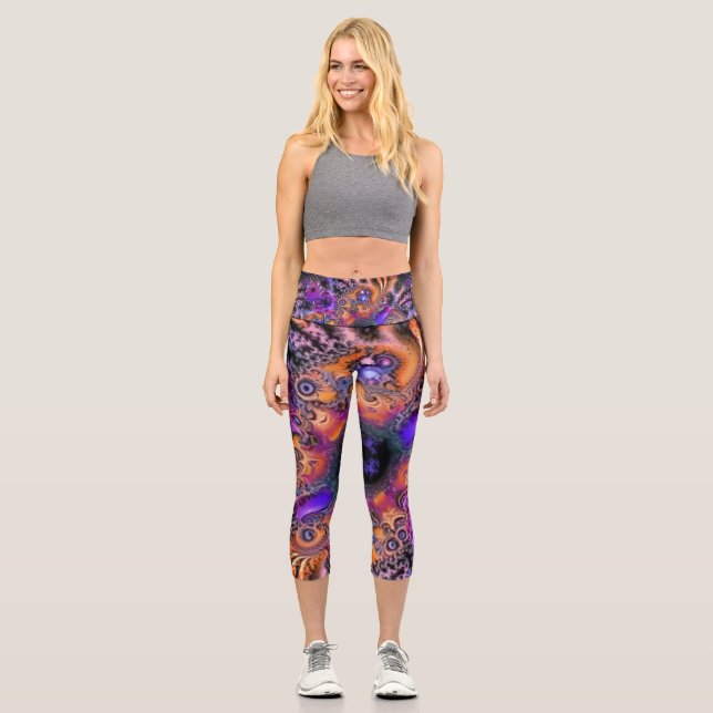 Galactic Fractals Capri Leggings (Front)