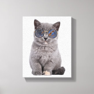 Galactic Gaze The Stellar Kitty in Sunglasses Canvas Print