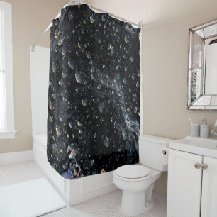 Galactic Gemstone Droplets on a Cosmic Canvas Shower Curtain