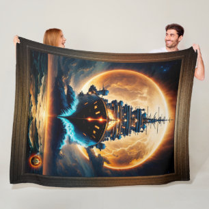 Galactic Ghost Ship Of The Seas by Xzendor7 Fleece Blanket