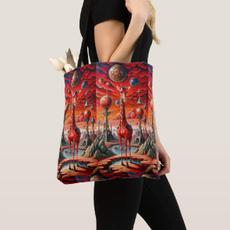 "Galactic Giraffe: Journey Through Cosmic Dreams" Tote Bag