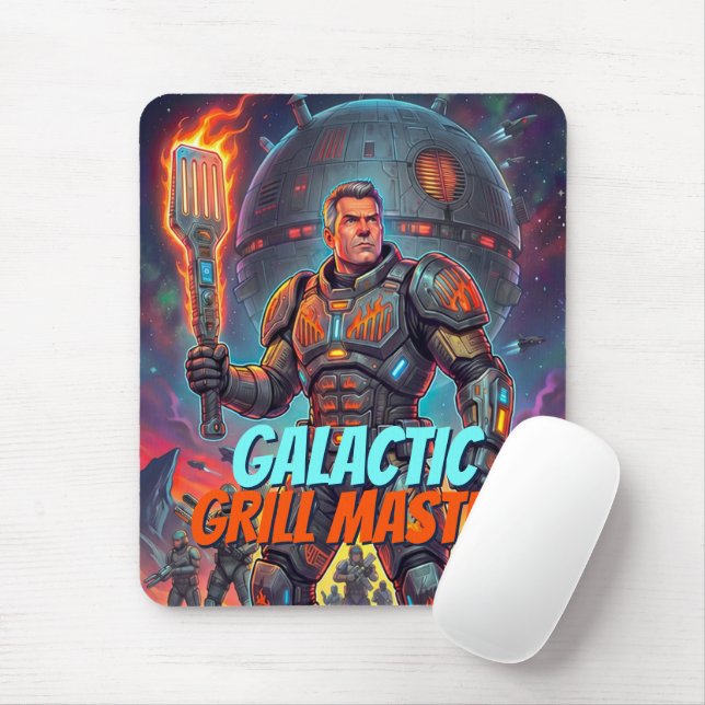 Galactic Grill Master Funny Sci-Fi Pop Art Comic Mouse Mat (With Mouse)