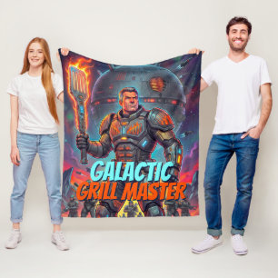 Galactic Grill Master Vintage Sci-Fi Pop Art Comic Fleece Blanket