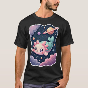 Galactic Kawaii Axolotl Space Adventure Cosmic Cat T-Shirt