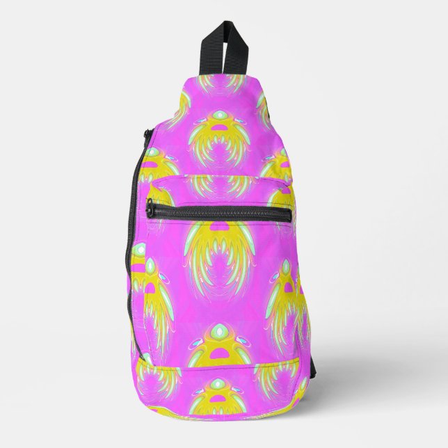 Galactic Magenta Glow Sling Backpack (Front)