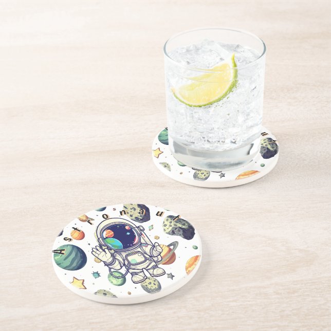 Galactic Nebula Marble – Cosmic Bar Coaster (Side)