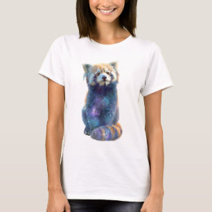 Galactic Nebula Space Red Panda Women T-Shirt
