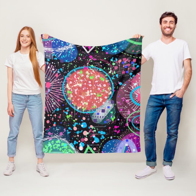 Galactic Neighbourhood: Abstract Art  Fleece Blanket (In Situ)