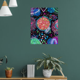 Galactic Neighbourhood: Abstract Art  Postcard Poster