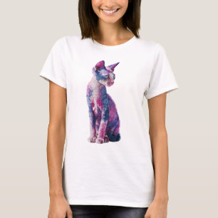 Galactic Neon Curly Cornish Rex Women T-Shirt