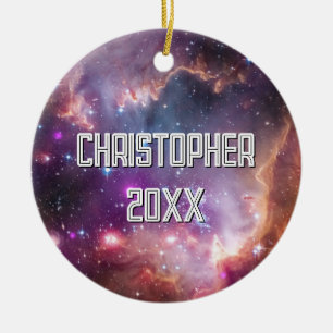 Galactic Outer Space Purple Ceramic Tree Decoration