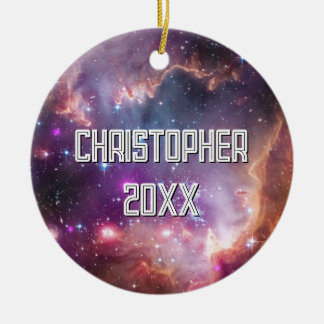 Galactic Outer Space Purple Ceramic Tree Decoration