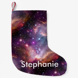 Galactic Outer Space Purple Nebulae Small Christmas Stocking