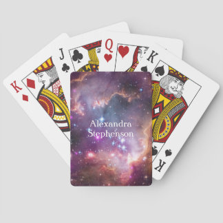 Galactic Outer Space Purple Personalised Playing Cards
