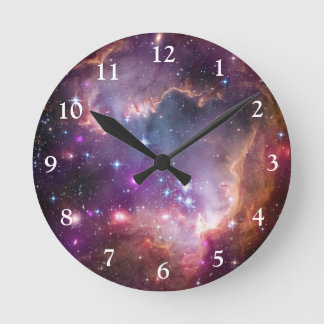 Galactic Outer Space Purple Round Clock