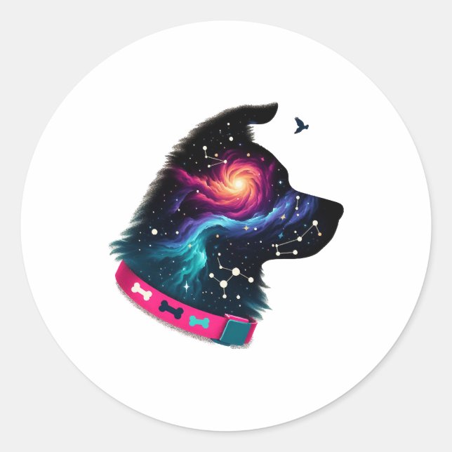 Galactic Pup Graphic Tee Classic Round Sticker (Front)