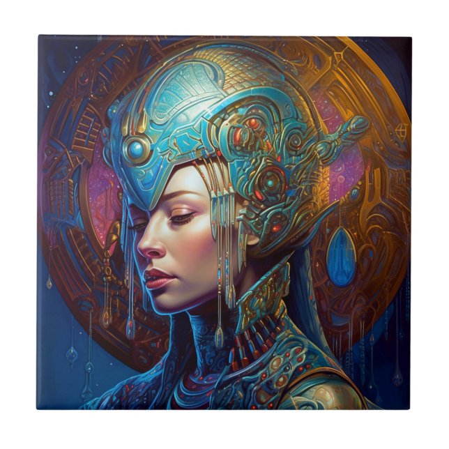 Galactic Queen Science Fiction Fantasy Art Tile (Front)