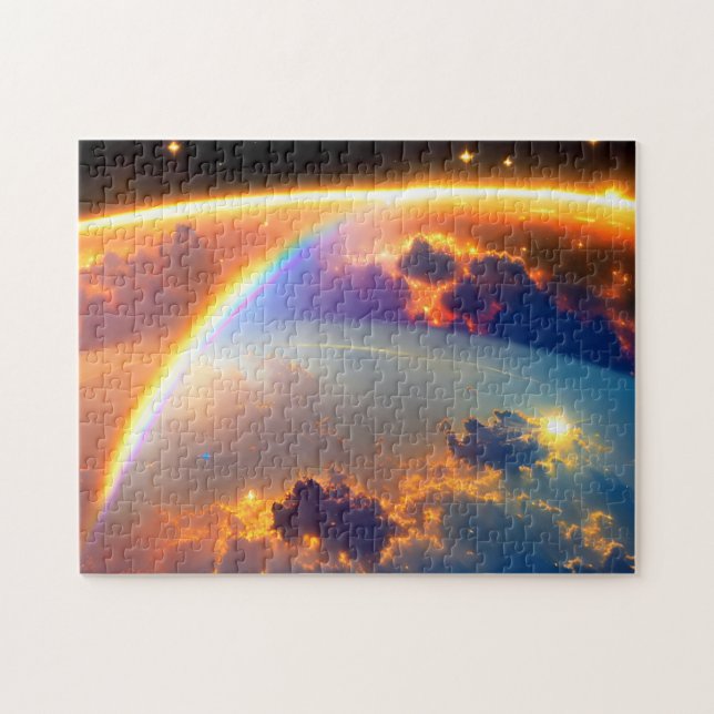 Galactic Rainbow Over Cloudy Earthly Cosmic Ballet Jigsaw Puzzle (Horizontal)
