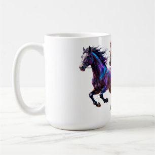 Galactic Running Neon Mystic Horses  Pair Fantasy  Coffee Mug