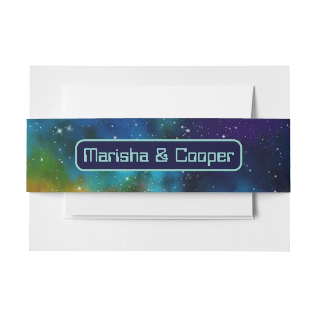 Galactic Sci-Fi Wedding Invitation Belly Band (Front Example)