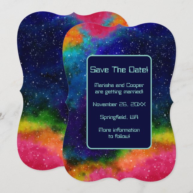Galactic Sci-Fi Wedding Save The Date (Front/Back)