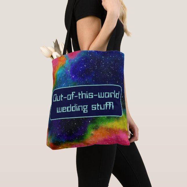 Galactic Sci-Fi Wedding Tote Bag (Close Up)