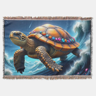 Galactic Sea Turtle Throw Blanket