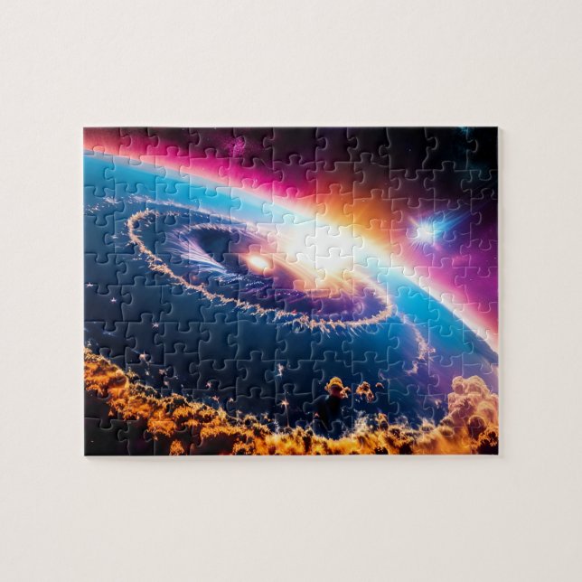 Galactic Sky Portrays Cosmic Ballet in Space Jigsaw Puzzle (Horizontal)
