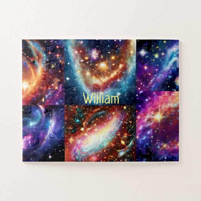 Galactic Stars and Outer Space Fun with Name Jigsaw Puzzle (Horizontal)