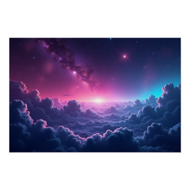 Galactic Sunrise Over the Clouds Poster (Front)
