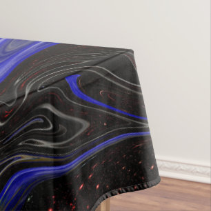 "Galactic Swirl: The Blue and Black Space Marble" Tablecloth