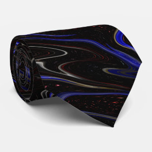 "Galactic Swirl: The Blue and Black Space Marble" Tie