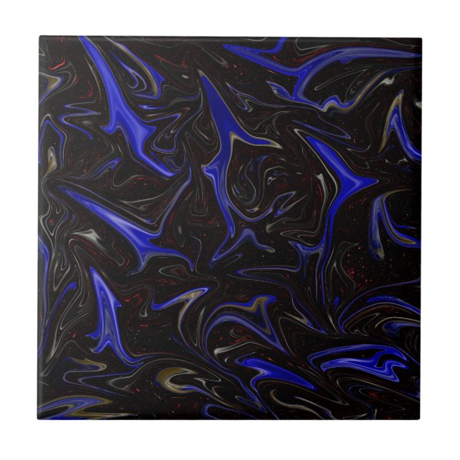 "Galactic Swirl: The Blue and Black Space Marble" Tile (Front)