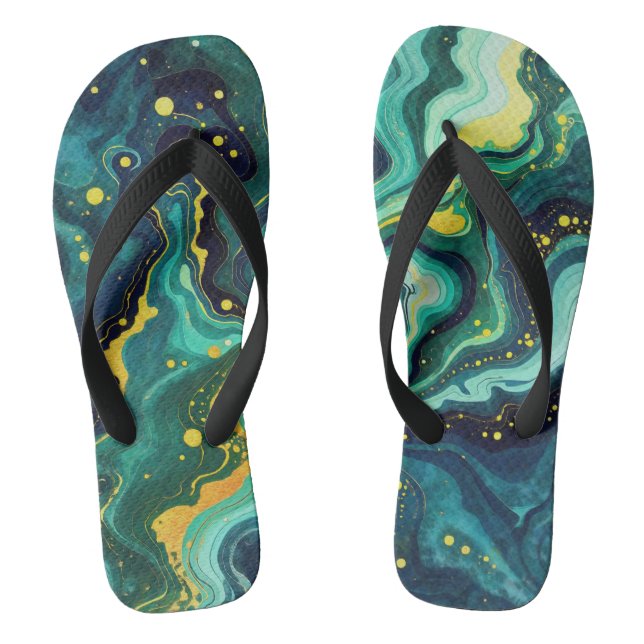 Galactic Swirls in Vivid Colors 2 Flip Flops (Footbed)