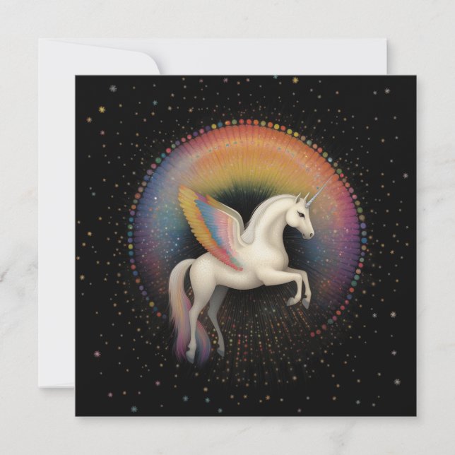 Galactic Unicorn Rainbow Coloured Stars Deep Space Invitation (Front)